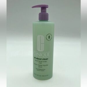 New Clinique All About Clean Liquid Facial Soap Mild 13.5oz Jumbo Size